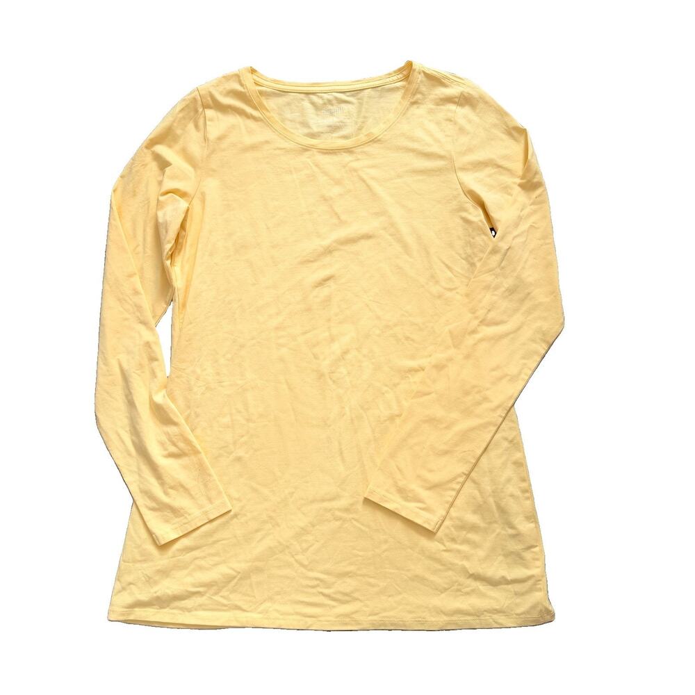 J.Jill Pure Jill Long Sleeve Cotton Tee Pima Stretch S Oversize Yellow Peru EUC